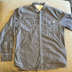 Men’s Depart West Button Down Shirt, Size XL, Gray